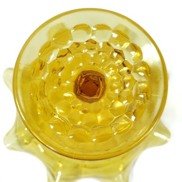 Viking Georgian Honeycomb 6.5" Crimped Amber Bowl - Picture 4 of 7